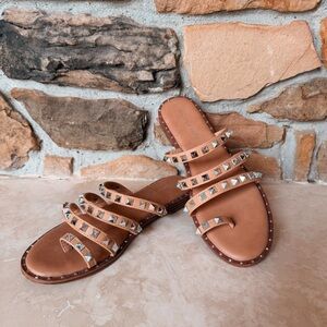 Sincerely Jules Tan Studded Sandals